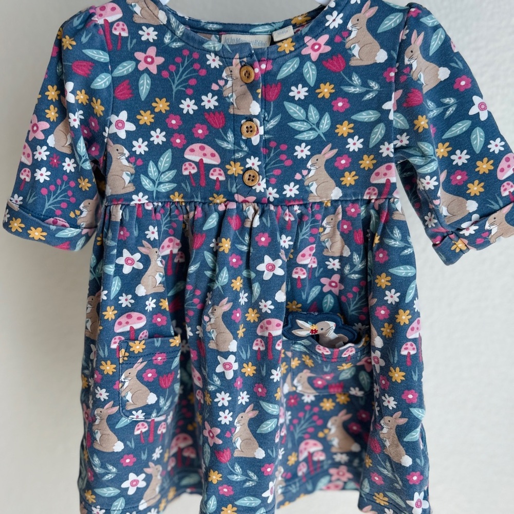 JoJo Maman Bebe Blue Floral Bunny Dress